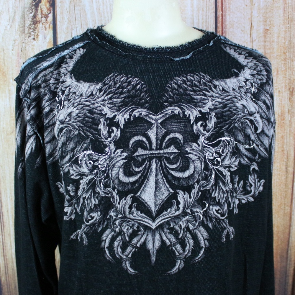 Affliction Men's Graphic Shirt Thermal XXL Black